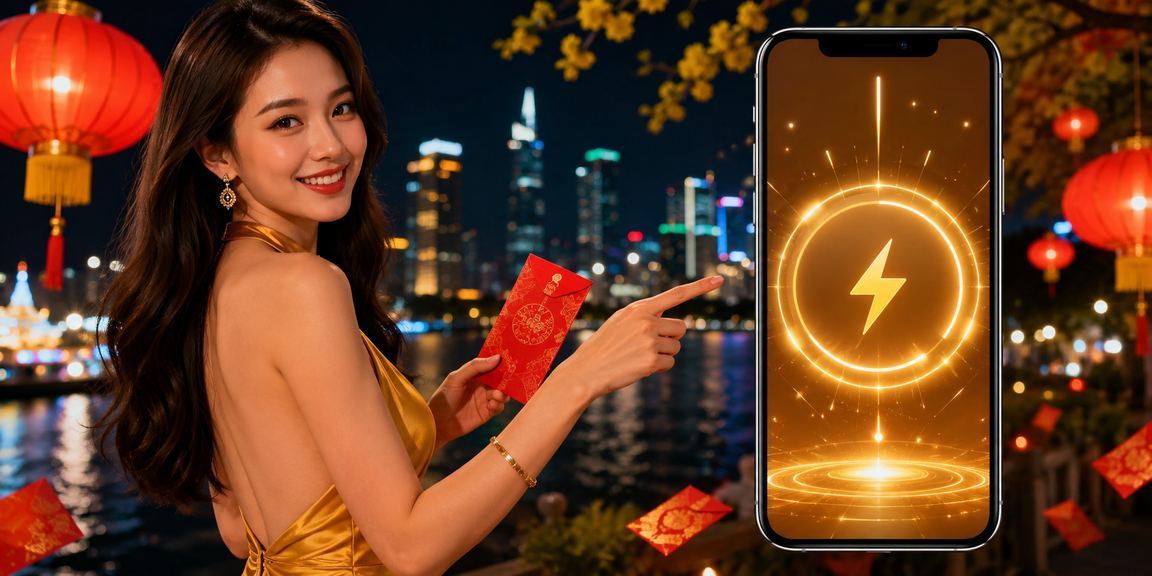 Phong bì đỏ may mắn và đèn lồng biểu trưng ưu đãi thưởng tại ga888 Hồ Chí Minh