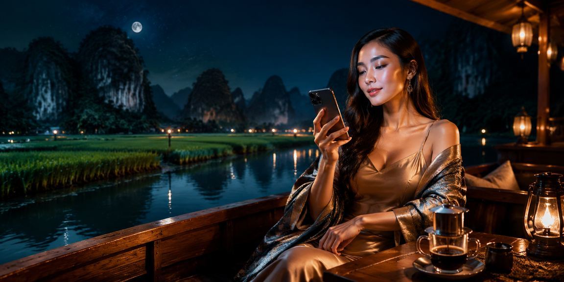 Người dùng tại Ninh Bình thưởng thức cà phê và chơi casino trên điện thoại