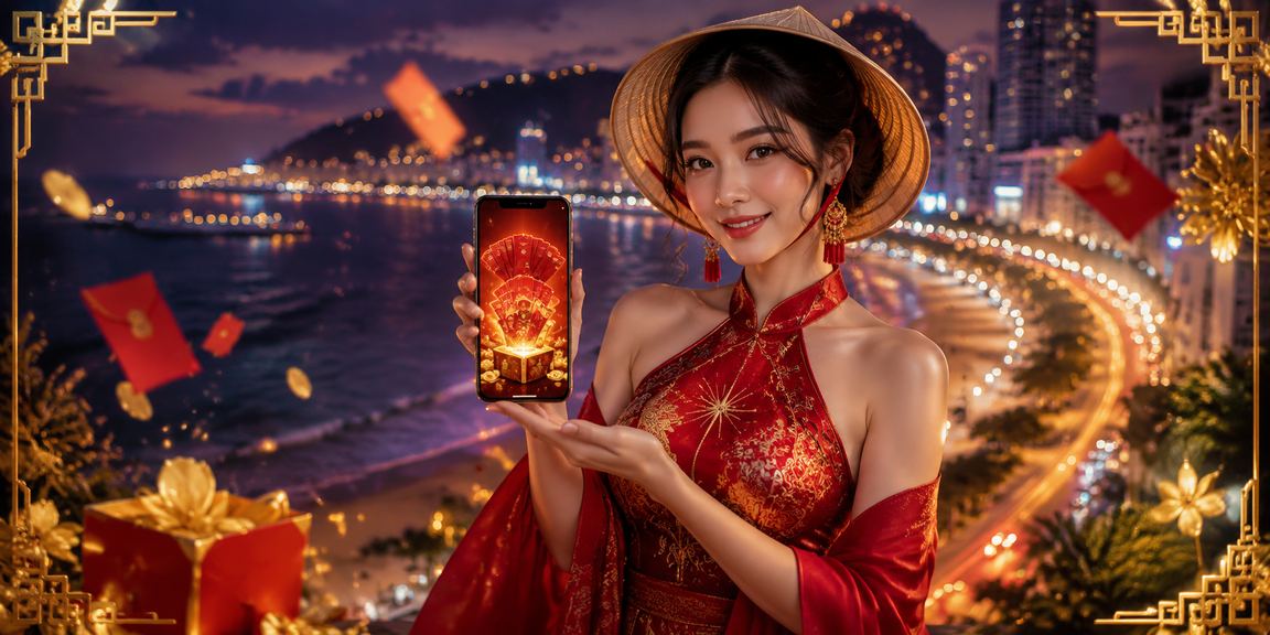 Phong bì đỏ may mắn tại bãi biển Vũng Tàu biểu trưng cho thưởng game trực tuyến